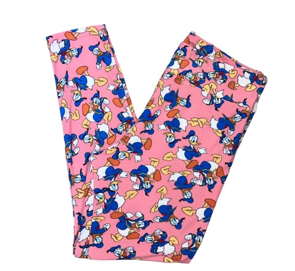 Lularoe Donald Duck Pink Soft Leggings Tall & Curvy